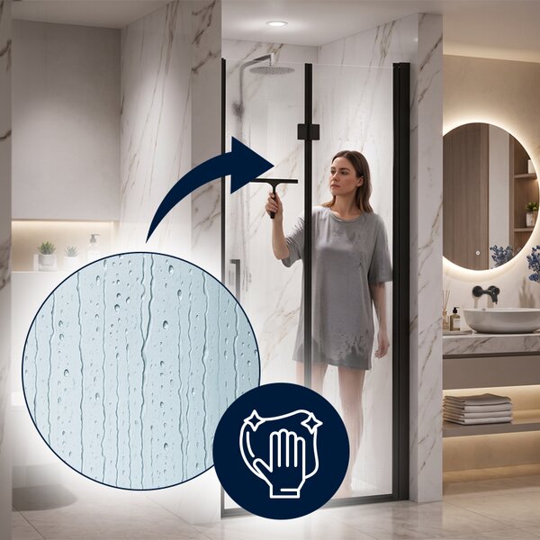 BPS-koupelny Zalamovací otevíravé sprchové dveře KZ26A BL 80 černá/transparent pro instalaci do niky - bez vaničky