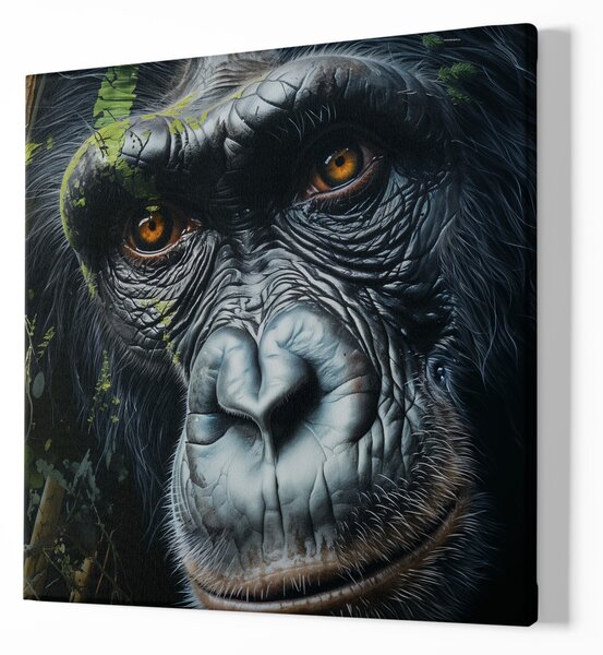 Obraz na plátně - Gorila, Přítel z džungle, Makro portrét, Králové divočiny FeelHappy.cz Velikost obrazu: 140 x 140 cm