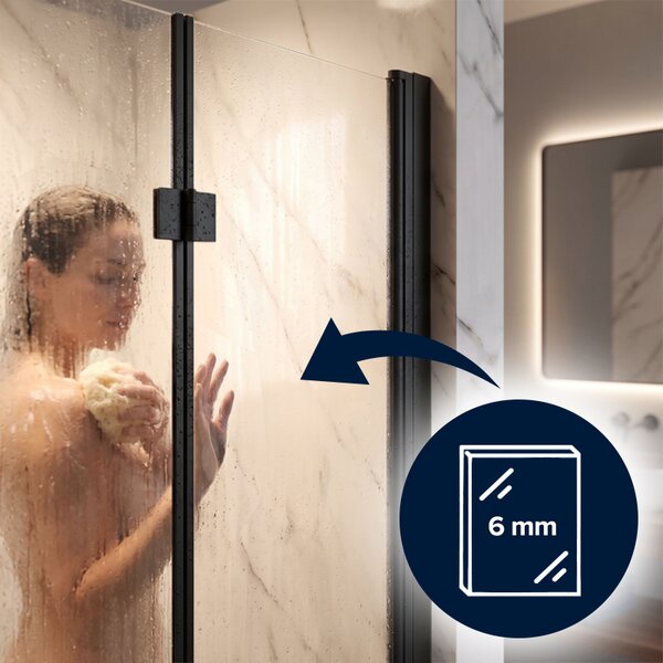 BPS-koupelny Zalamovací otevíravé sprchové dveře KZ26A BL 80 černá/transparent pro instalaci do niky - bez vaničky