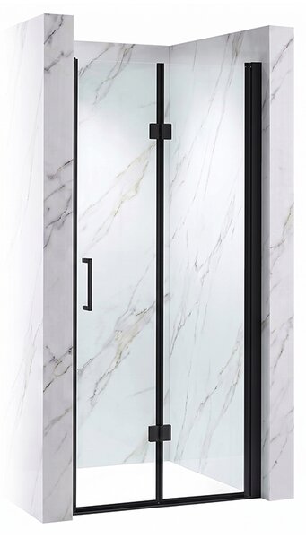 BPS-koupelny Zalamovací otevíravé sprchové dveře KZ26A BL 80 černá/transparent pro instalaci do niky - bez vaničky