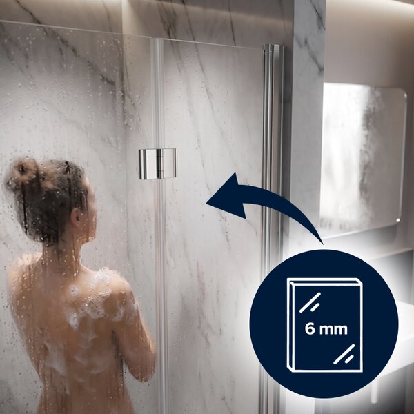 BPS-koupelny Zalamovací otevíravé sprchové dveře KZ26B 90 chrom/transparent pro instalaci do niky - bez vaničky