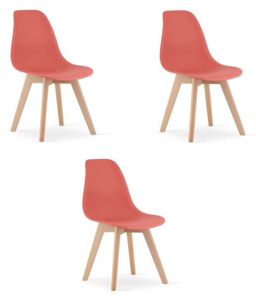 Set tří jídelních židlí KITO cihlové / hnědé nohy (3 ks)