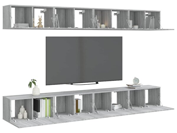 TV skříňky 8 ks šedé sonoma 60 x 30 x 30 cm kompozitní dřevo 3120309