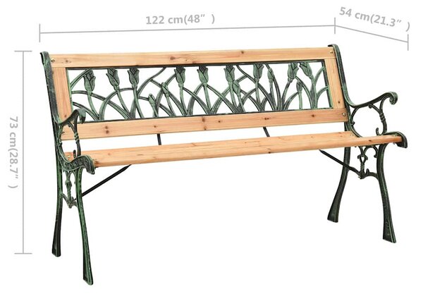 Zahradní lavice 122 cm litina a masivní jedlové dřevo 312031
