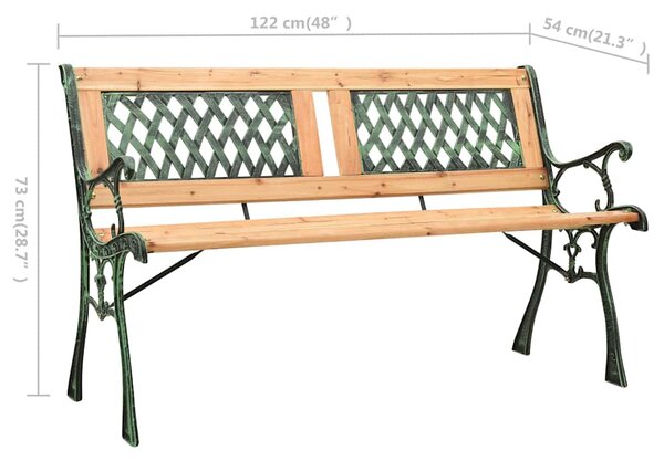 Zahradní lavice 122 cm litina a masivní jedlové dřevo 312033