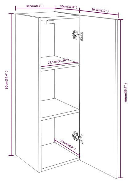 TV skříňky 4 ks šedé sonoma 30,5 x 30 x 90 cm kompozitní dřevo 3120330