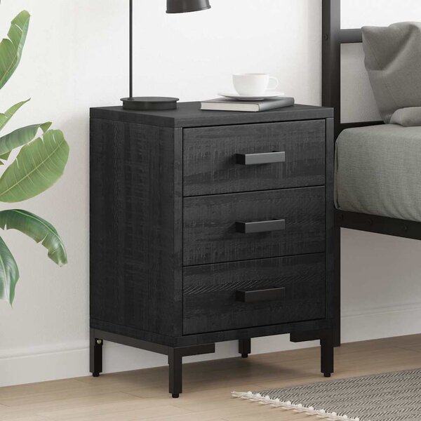 Noční stolky 2 ks černé 40x30x55 cm masivní borové dřevo 3120341