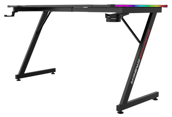 Herní stůl s LED osvětlením SHADOW GAMER 2.0 140 cm elektrický, černý