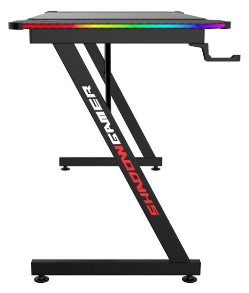 Herní stůl s LED osvětlením SHADOW GAMER 2.0 140 cm elektrický, černý