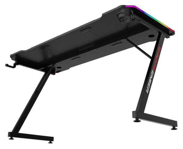 Herní stůl s LED osvětlením SHADOW GAMER 2.0 140 cm elektrický, černý