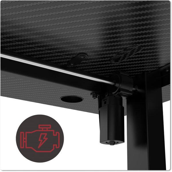 Herní stůl s LED osvětlením SHADOW GAMER 2.0 elektrický, černý
