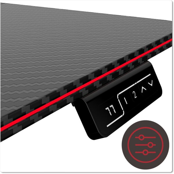 Herní stůl s LED osvětlením SHADOW GAMER 2.0 elektrický, černý