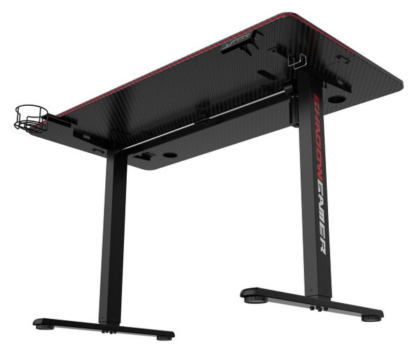 Herní stůl s LED osvětlením SHADOW GAMER 2.0 elektrický, černý