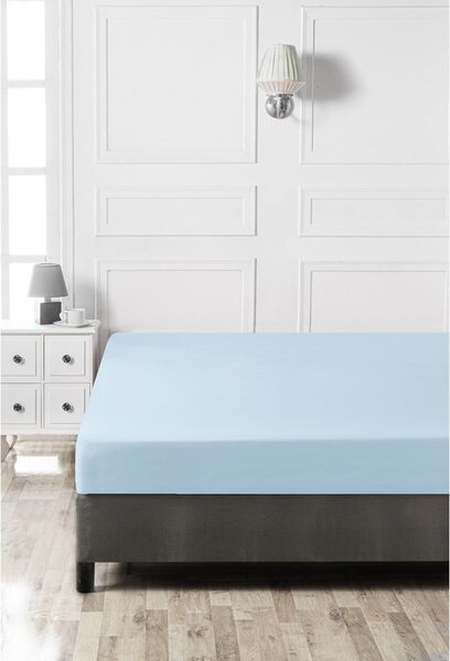 Světle modré napínací bavlněné prostěradlo 140x200 cm – Mijolnir