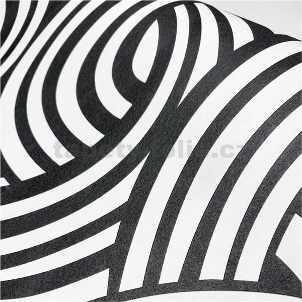 Vliesové tapety na zeď Pigment 95352-1, rozměr 10,05 m x 0,53 m, Art Deco Waves černo-bílý, A.S. CRÉATION