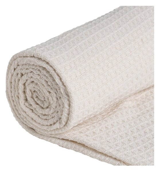 Krémový přehoz z recyklované bavlny 260x280 cm Honeycomb – Ixia