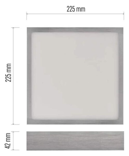 EMOS ZM6243 NEXXO - Přisazený stropní LED panel v broušeném niklu, 21W, 1900lm, 3000 + 3500 + 4000K, IP40/IP20, 22,5 x 22,5cm (Stropní čtvercové svítidlo ve stříbrné barvě s přepínačem barvy světla)