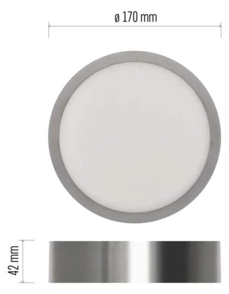 EMOS ZM5233 NEXXO - Přisazený stropní LED panel v broušeném niklu, 12,5W, 1100lm, 3000 + 3500 + 4000K, IP40/IP20, Ø 17cm (Stropní kulaté svítidlo ve stříbrné barvě s přepínačem barvy světla)
