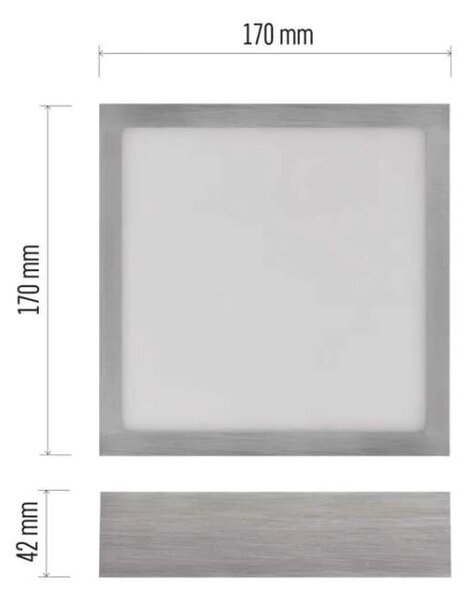 EMOS ZM6233 NEXXO - Přisazený stropní LED panel v broušeném niklu, 12,5W, 1100lm, 3000 + 3500 + 4000K, IP40/IP20, 17 x 17cm (Stropní čtvercové svítidlo ve stříbrné barvě s přepínačem barvy světla)