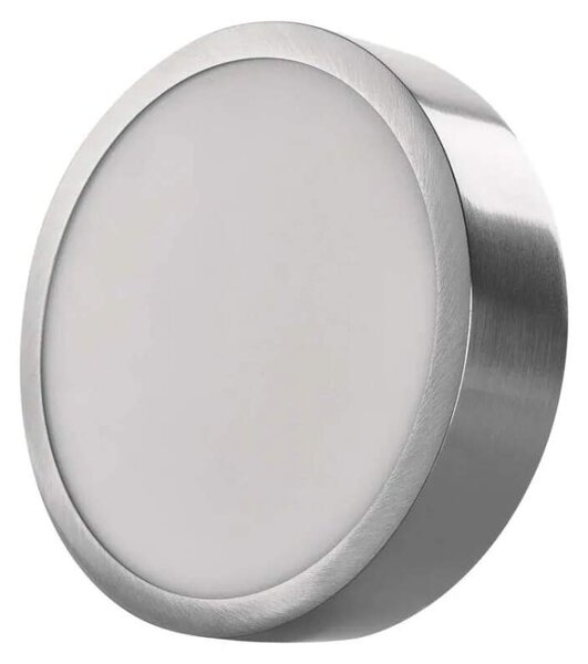 EMOS ZM5233 NEXXO - Přisazený stropní LED panel v broušeném niklu, 12,5W, 1100lm, 3000 + 3500 + 4000K, IP40/IP20, Ø 17cm (Stropní kulaté svítidlo ve stříbrné barvě s přepínačem barvy světla)