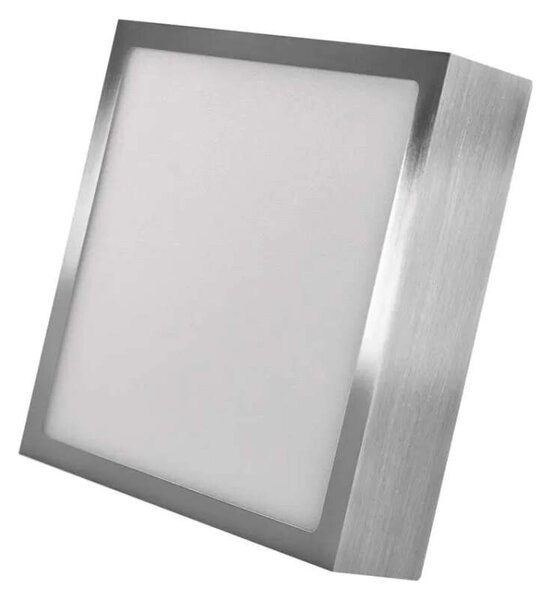 EMOS ZM6233 NEXXO - Přisazený stropní LED panel v broušeném niklu, 12,5W, 1100lm, 3000 + 3500 + 4000K, IP40/IP20, 17 x 17cm (Stropní čtvercové svítidlo ve stříbrné barvě s přepínačem barvy světla)