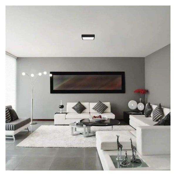 EMOS ZM6343 NEXXO - Přisazený stropní LED panel v černé barvě, 21W, 1900lm, 3000 + 3500 + 4000K, IP40/IP20, 22,5 x 22,5cm (Stropní čtvercové svítidlo v černé barvě s přepínačem barvy světla)