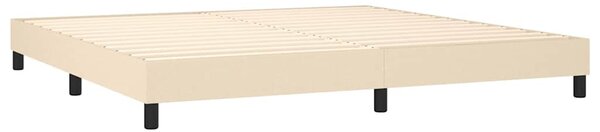 Box spring postel s matrací a LED krémová 200x200 cm textil 3133426