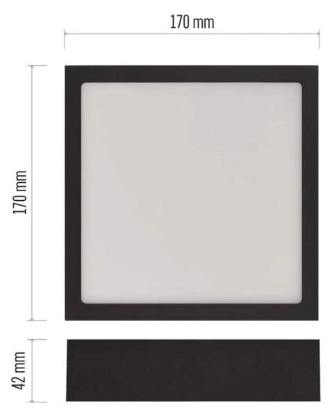 EMOS ZM6333 NEXXO - Přisazený stropní LED panel v černé barvě, 12,5W, 1100lm, 3000 + 3500 + 4000K, IP40/IP20, 17 x 17cm (Stropní čtvercové svítidlo v černé barvě s přepínačem barvy světla)