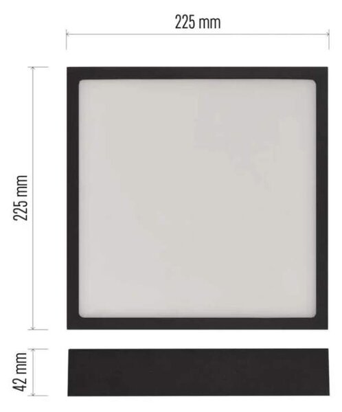 EMOS ZM6343 NEXXO - Přisazený stropní LED panel v černé barvě, 21W, 1900lm, 3000 + 3500 + 4000K, IP40/IP20, 22,5 x 22,5cm (Stropní čtvercové svítidlo v černé barvě s přepínačem barvy světla)