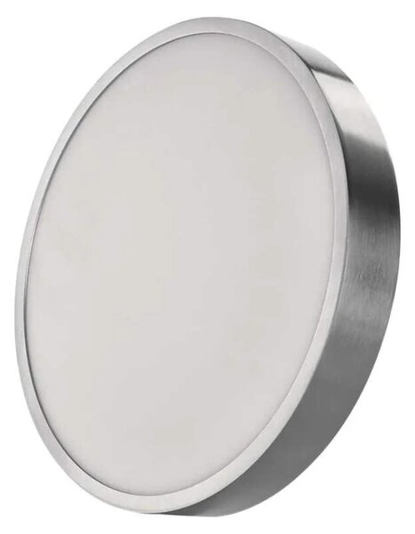 EMOS ZM5253 NEXXO - Přisazený stropní LED panel v broušeném niklu, 28W, 2700lm, 3000 + 3500 + 4000K, IP40/IP20, Ø 30cm (Stropní kulaté svítidlo ve stříbrné barvě s přepínačem barvy světla)