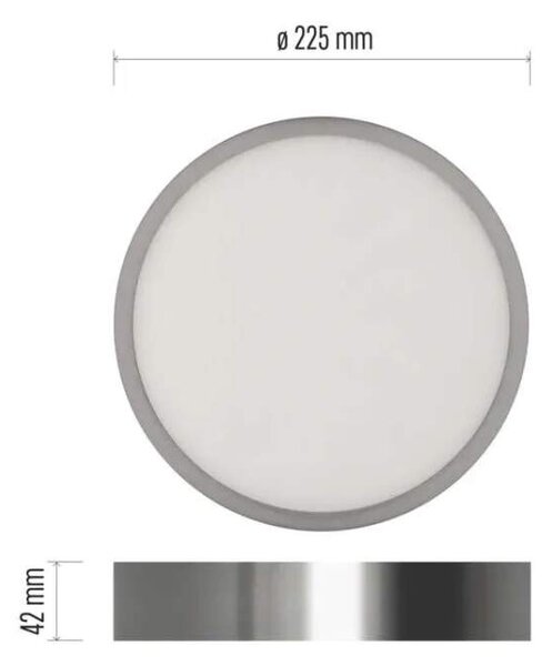 EMOS ZM5243 NEXXO - Přisazený stropní LED panel v broušeném niklu, 21W, 1900lm, 3000 + 3500 + 4000K, IP40/IP20, Ø 22,5cm (Stropní kulaté svítidlo ve stříbrné barvě s přepínačem barvy světla)