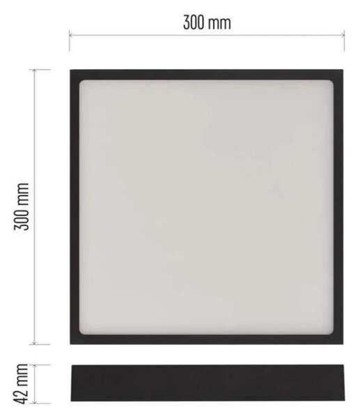 EMOS ZM6353 NEXXO - Přisazený stropní LED panel v černé barvě, 28W, 2700lm, 3000 + 3500 + 4000K, IP40/IP20, 30 x 30cm (Stropní čtvercové svítidlo v černé barvě s přepínačem barvy světla)