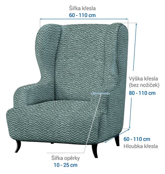 Bielastické potahy CRISTINA mátová křeslo ušák (š. 60 - 110 cm)