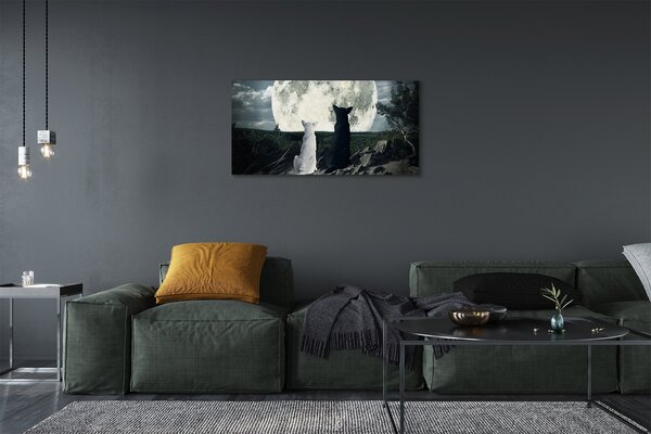 Obrazy na plátně Wolves měsíc lesní 100x50 cm