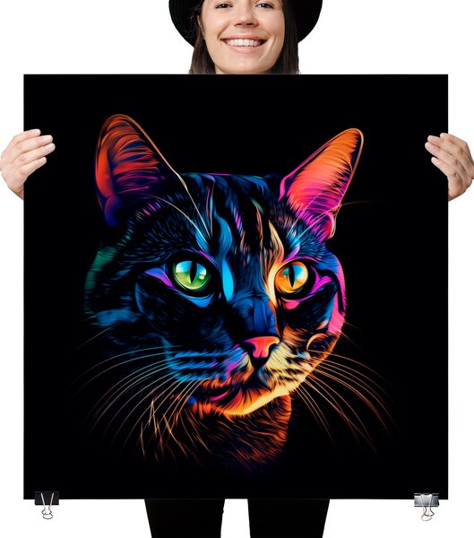 FeelHappy Plakát - Barevná kočka Velikost plakátu: 100 x 100 cm