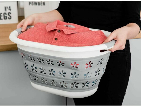 Koš na prádlo OVAL COMPACT šedý / bílý 25 l