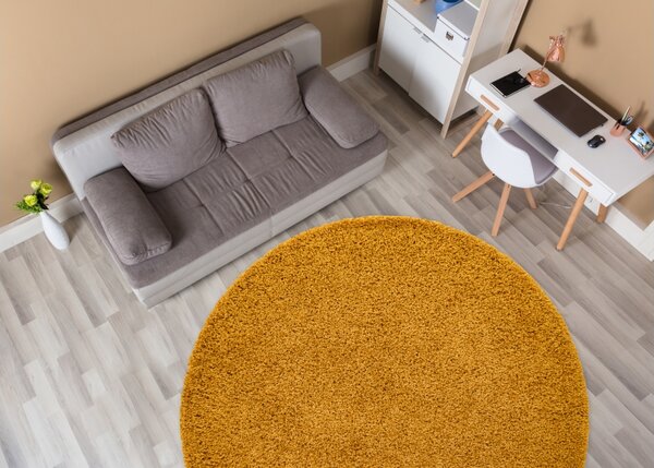 Makro Abra Kulatý koberec jednobarevný SOFFI shaggy 5cm žlutý Rozměr: průměr 80 cm