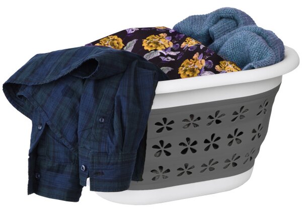 Koš na prádlo OVAL COMPACT šedý / bílý 25 l