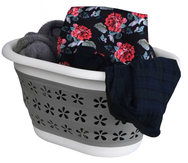 Koš na prádlo OVAL COMPACT šedý / bílý 25 l