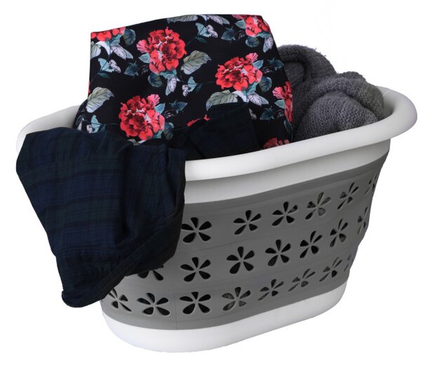 Koš na prádlo OVAL COMPACT šedý / bílý 25 l