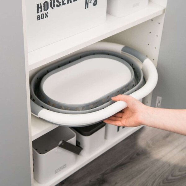 Koš na prádlo OVAL COMPACT šedý / bílý 25 l
