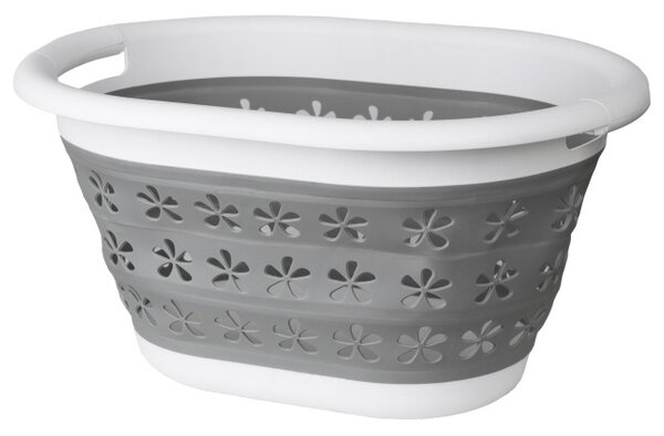 Koš na prádlo OVAL COMPACT šedý / bílý 25 l