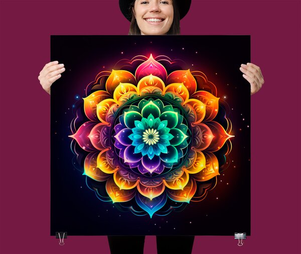 FeelHappy Plakát - Zářící kosmická mandala Velikost plakátu: 100 x 100 cm