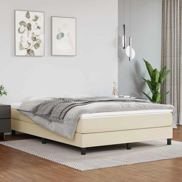Rám postele s boxspringem krémová 140 x 190 cm umělá kůže 3120696