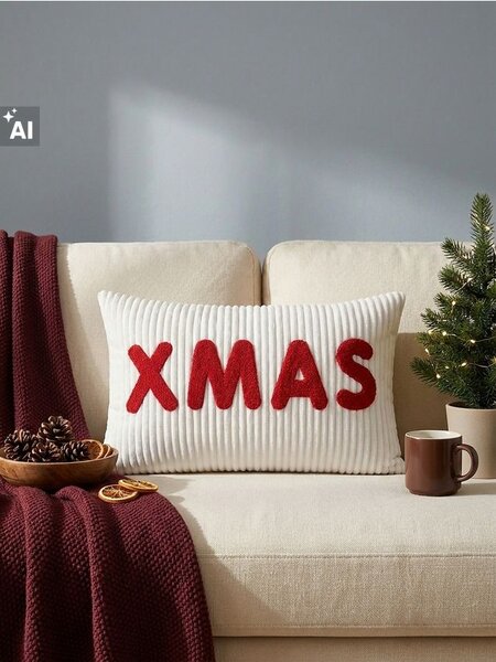 Sinsay - Vánoční dekorační polštář s výšivkou XMAS - vícebarevná