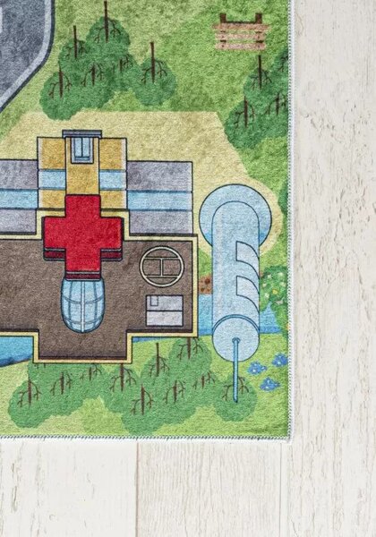 Makro Abra Dětský kusový koberec vhodný k praní BAMBINO 9028 Uličky Město protiskluzový zelený Rozměr: 140x200 cm