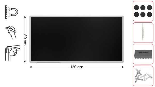 Magnetická křídová tabule 120 × 60 cm černá, rám Premium EXPO, BKB126EX