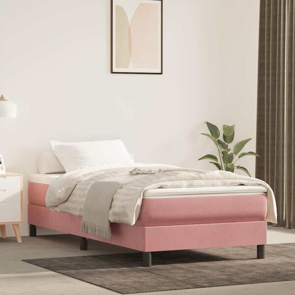 Rám postele s boxspringem růžový 100 x 200 cm samet 3120759