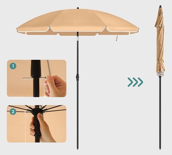 SONGMICS Plážový slunečník 160 cm béžový