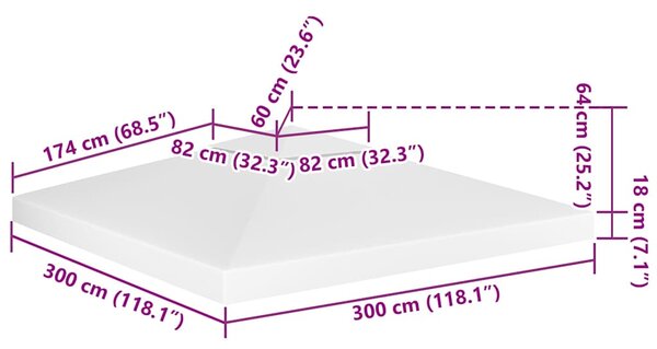 Dvojitá střecha na altán 310 g/m² 3 x 3 m bílá 312074